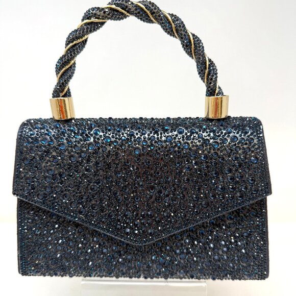 💖💖NEW ARRIVAL!  Pave Crystal Kelly Bag Navy - Picture 1 of 3